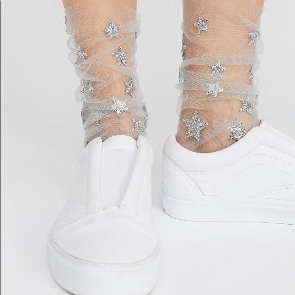 ⭐️HP⭐️ Star Sparkle Socks - Silver